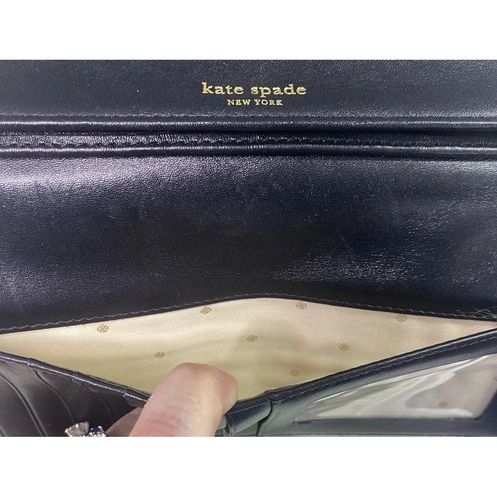 Kate Spade Womens Black quilted‎ leather Shoulder bag Clutch Wallet